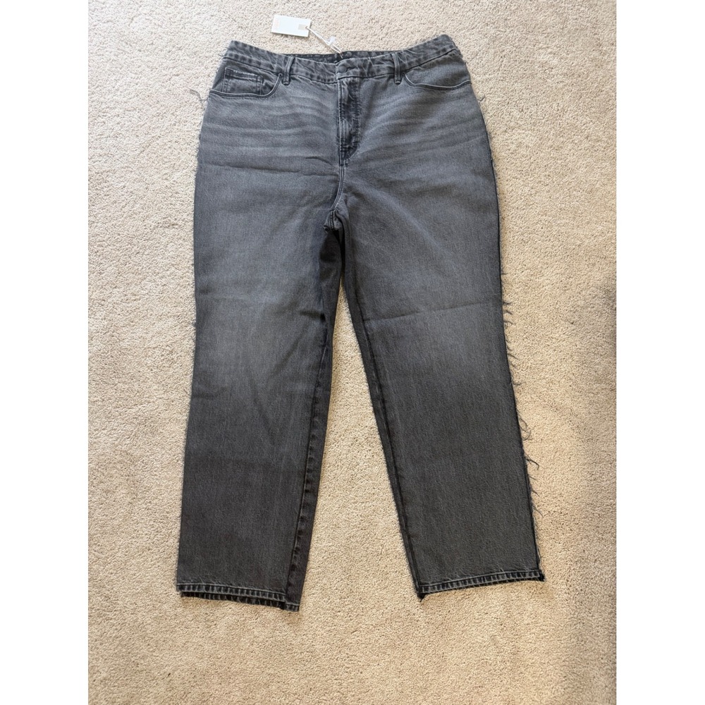 Good American Good '90s Mid Rise Baggy Jeans Black Wash Size 16 Wide Leg NWT